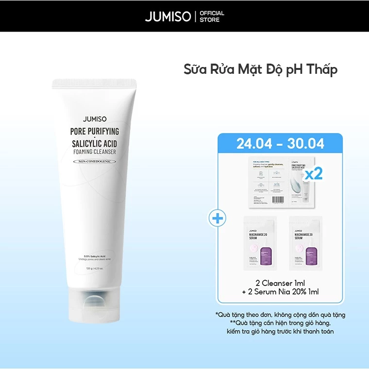 Sữa Rửa Mặt Độ pH Thấp Làm Sạch Sâu Lỗ Chân Lông cho da dầu mụn JUMISO Pore Purifying Salicylic Foaming Cleanser 120g