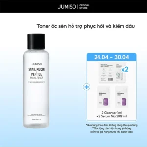 Toner chiết xuất ốc sên hỗ trợ phục hồi và kiềm dầu trên da JUMISO Snail Mucin 95+ Peptide Facial Toner 205ml