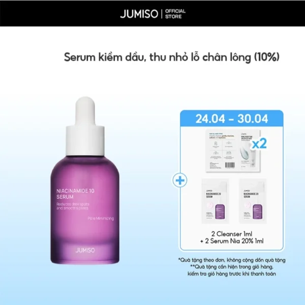 [Niacinamide 10%] Tinh chất hỗ trợ kiềm dầu, thu nhỏ lỗ chân lông, dưỡng sáng JUMISO Niacinamide 10% Serum